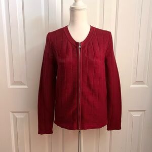 NWT HUGO HUGO BOSS Sandreyy Women Red Ribbed Zip-Up Cardigan, Size XL